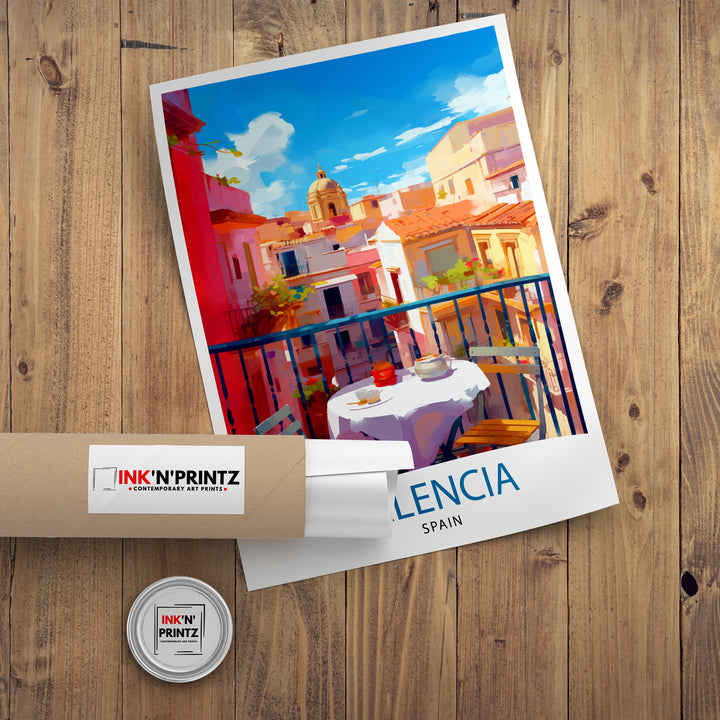 Valencia Spain Print Vibrant Cityscape Art Valencia Beach Poster Spanish Architecture Wall Art Turia Gardens Decor Mediterranean Travel Gift