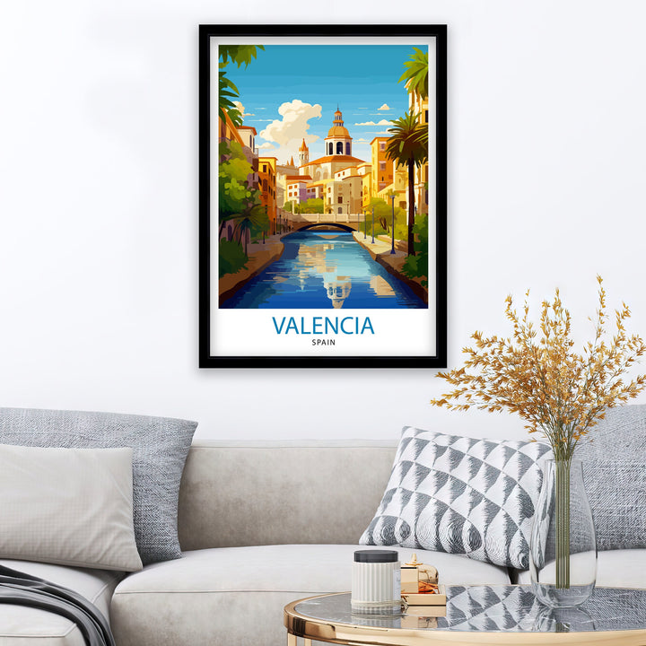 Valencia Spain Print Vibrant Cityscape Art Valencia Beach Poster Spanish Architecture Wall Art Turia Gardens Decor Mediterranean Travel Gift