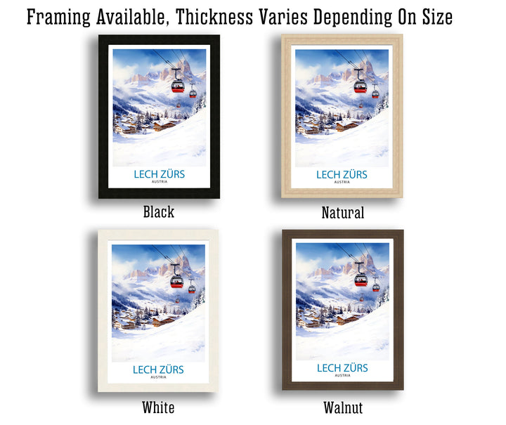 Lech Zurs am Arlberg Austria Travel Print Skiing Wall Decor Alpine Home Living Decor Austria Illustration Travel Poster Gift for Ski Lovers