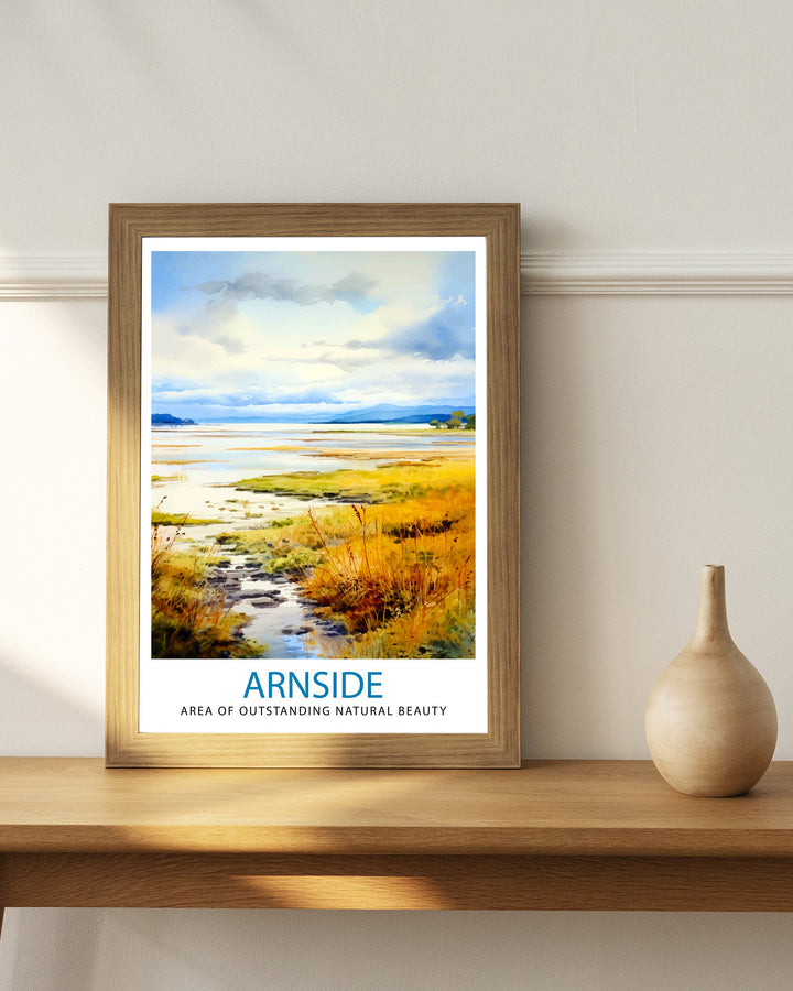 Arnside AONB Poster Area of Outstanding Natural Beauty Art Arnside Knott Poster Cumbria Coastline