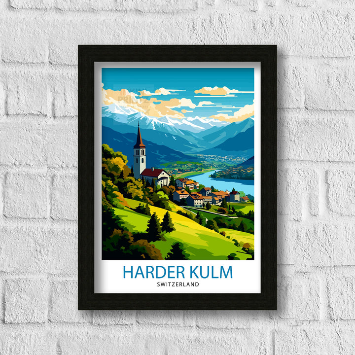 Harder Kulm Switzerland Print - Swiss Alps View Art - Interlaken Overlook Poster - Swiss Mountain Decor - Travel Souvenir - Alpine Scene