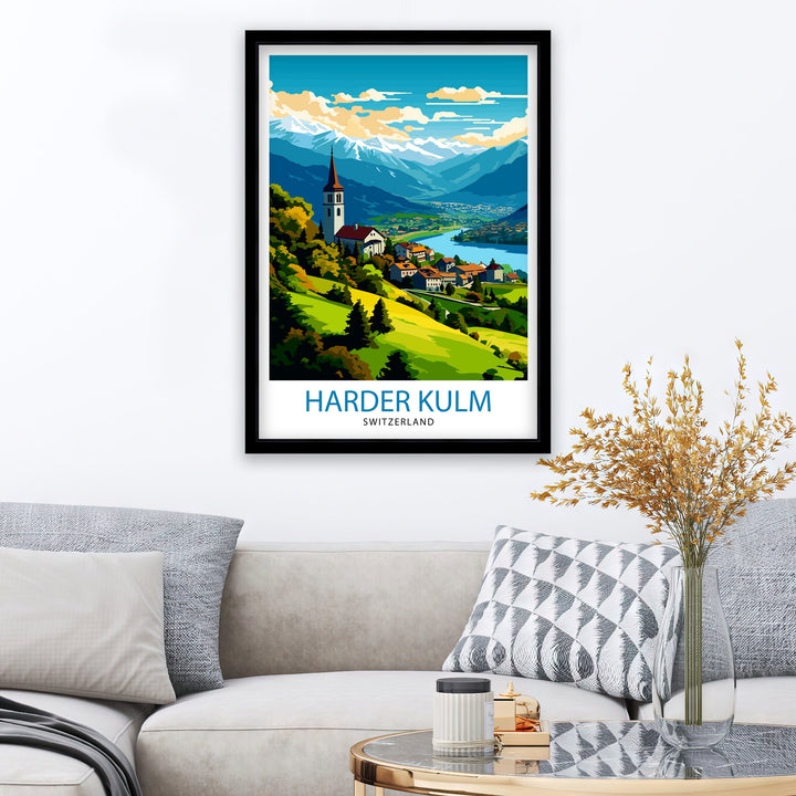 Harder Kulm Switzerland Print - Swiss Alps View Art - Interlaken Overlook Poster - Swiss Mountain Decor - Travel Souvenir - Alpine Scene