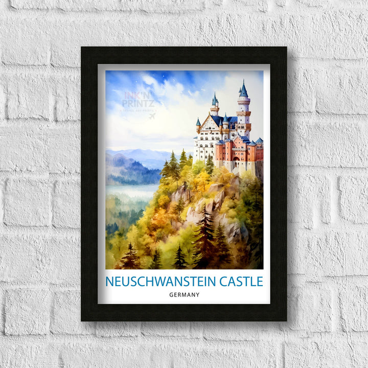 Neuschwanstein Castle Print Fairy Tale Castle Wall Art Bavaria Germany Poster Neuschwanstein Decor Romantic Road Travel German Castle