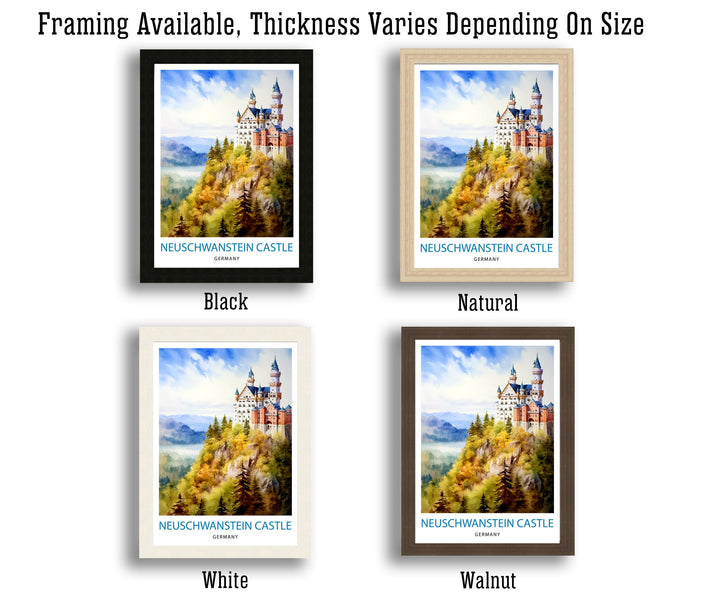 Neuschwanstein Castle Print Fairy Tale Castle Wall Art Bavaria Germany Poster Neuschwanstein Decor Romantic Road Travel German Castle