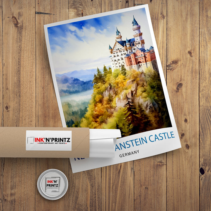 Neuschwanstein Castle Print Fairy Tale Castle Wall Art Bavaria Germany Poster Neuschwanstein Decor Romantic Road Travel German Castle