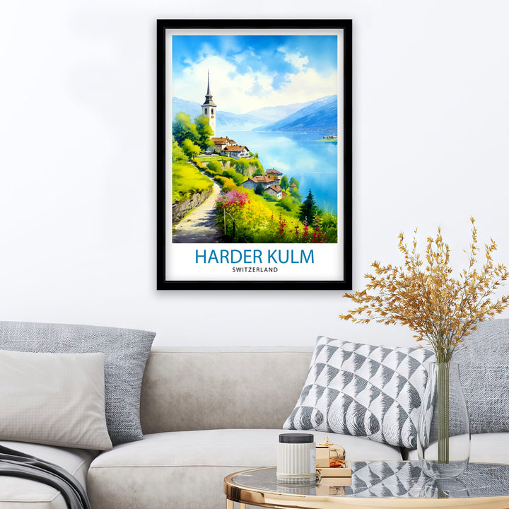 Harder Kulm Switzerland Print - Swiss Alps View Art - Interlaken Overlook Poster - Swiss Mountain Decor - Travel Souvenir - Alpine Scene