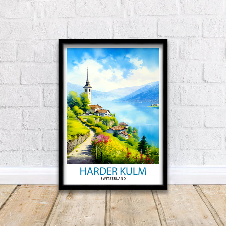 Harder Kulm Switzerland Print - Swiss Alps View Art - Interlaken Overlook Poster - Swiss Mountain Decor - Travel Souvenir - Alpine Scene