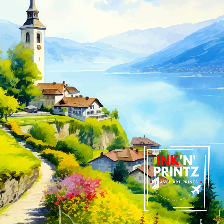 Harder Kulm Switzerland Print - Swiss Alps View Art - Interlaken Overlook Poster - Swiss Mountain Decor - Travel Souvenir - Alpine Scene