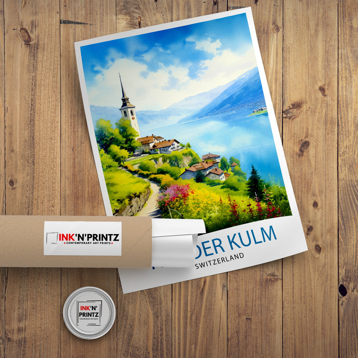 Harder Kulm Switzerland Print - Swiss Alps View Art - Interlaken Overlook Poster - Swiss Mountain Decor - Travel Souvenir - Alpine Scene
