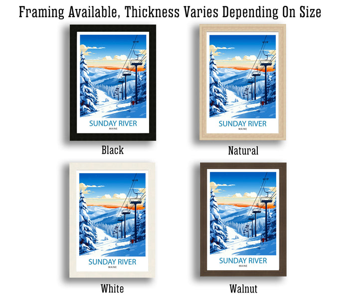 Sunday River Maine Ski Poster Winter Resort Wall Art Maine Ski Poster Sunday River