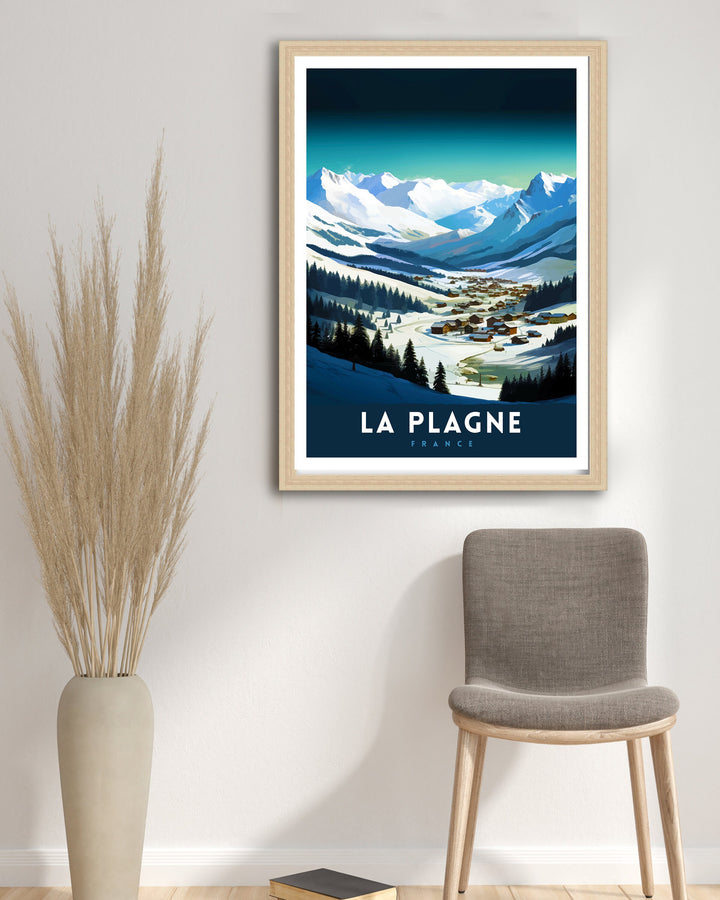 La Plagne France Poster La Plagne Decor La Plagne Poster La Plagne Art La Plagne Wall Art Gift for Ski Enthusiasts La Plagne Home Decor
