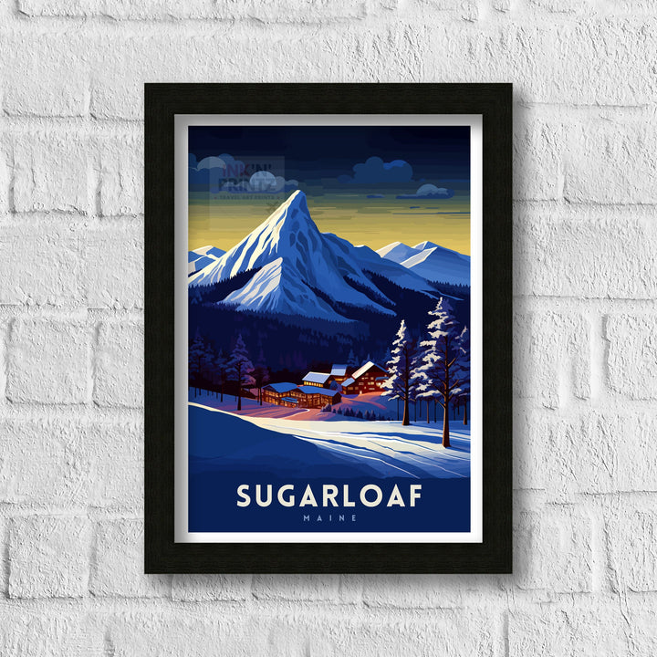 Sugarloaf Maine Ski Resort Print Maine Ski Wall Art Sugarloaf Mountain Decor Skiing Poster Winter Landscape Art Ski Lover Gift