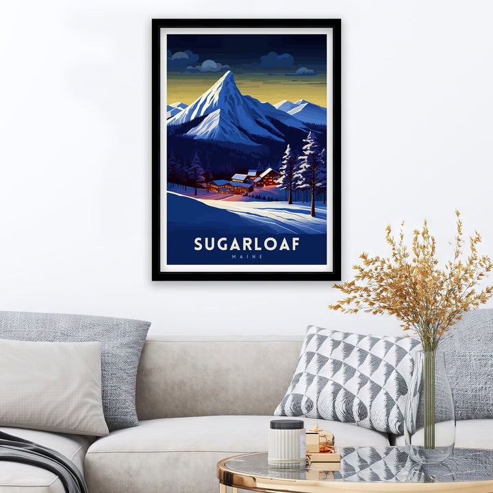 Sugarloaf Maine Ski Resort Print Maine Ski Wall Art Sugarloaf Mountain Decor Skiing Poster Winter Landscape Art Ski Lover Gift