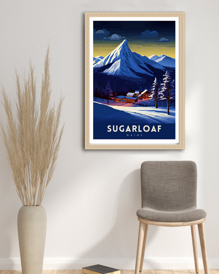 Sugarloaf Maine Ski Resort Print Maine Ski Wall Art Sugarloaf Mountain Decor Skiing Poster Winter Landscape Art Ski Lover Gift