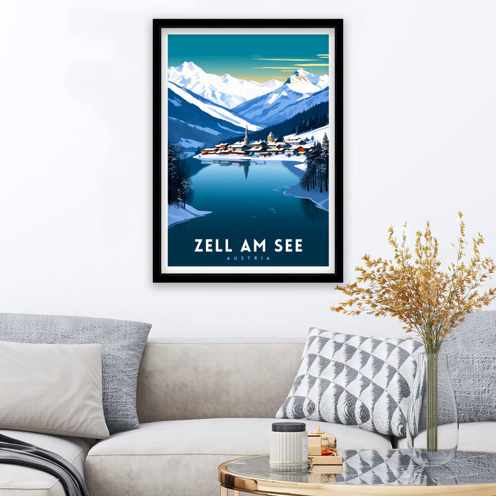 Zell am See Austria Travel Print Austrian Lakeside Scenery Poster Zell am See Wall Art Alpine Village Decor Ski Destination Gift
