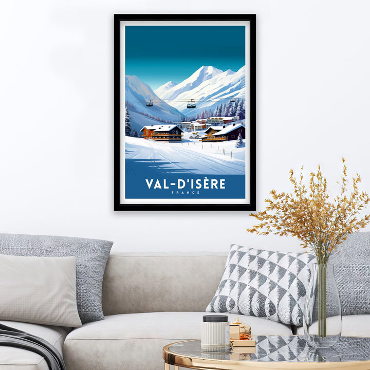 Val d Isere Travel Print French Ski Paradise Wall Decor Val dIsere Poster Alpine Resort France Snow Landscape Art Ski Lovers Gift Idea