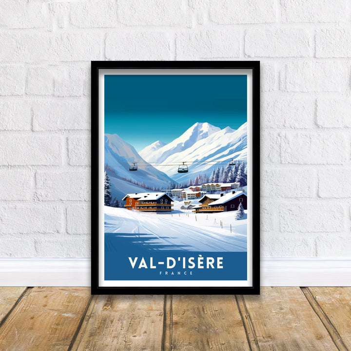Val d Isere Travel Print French Ski Paradise Wall Decor Val dIsere Poster Alpine Resort France Snow Landscape Art Ski Lovers Gift Idea