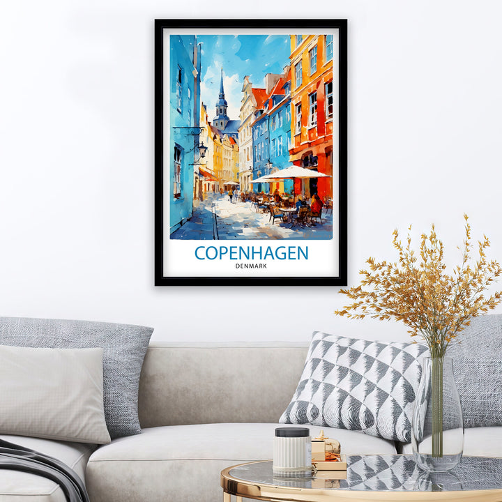 Copenhagen Travel Print Denmark Wall Art Copenhagen Home Decor Copenhagen Illustration Travel Poster Gift Denmark Home Decor
