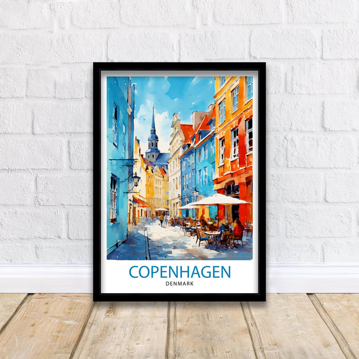 Copenhagen Travel Print Denmark Wall Art Copenhagen Home Decor Copenhagen Illustration Travel Poster Gift Denmark Home Decor