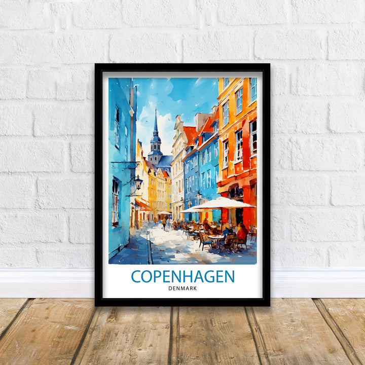 Copenhagen Travel Print Denmark Wall Art Copenhagen Home Decor Copenhagen Illustration Travel Poster Gift Denmark Home Decor