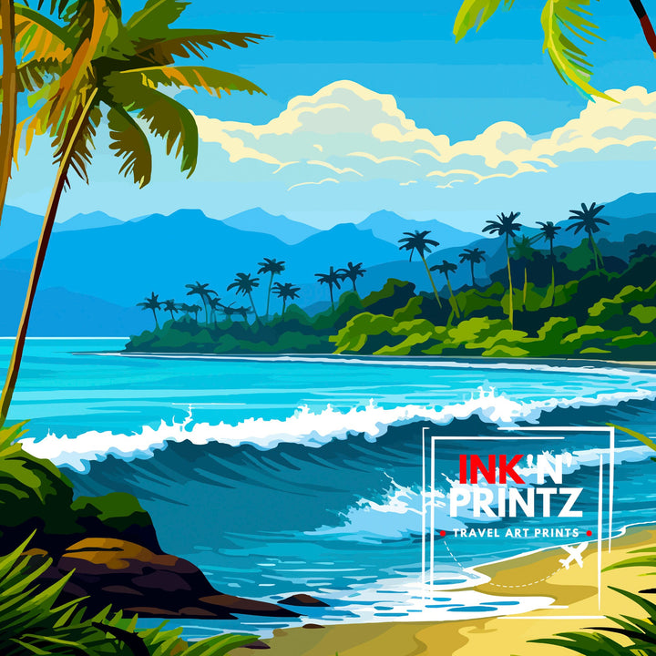 Costa Rica Caribbean Print Tropical Rainforest Art Costa Rica Wall Art Caribbean Sea Poster Pura Vida Illustration Exotic Wildlife Decor