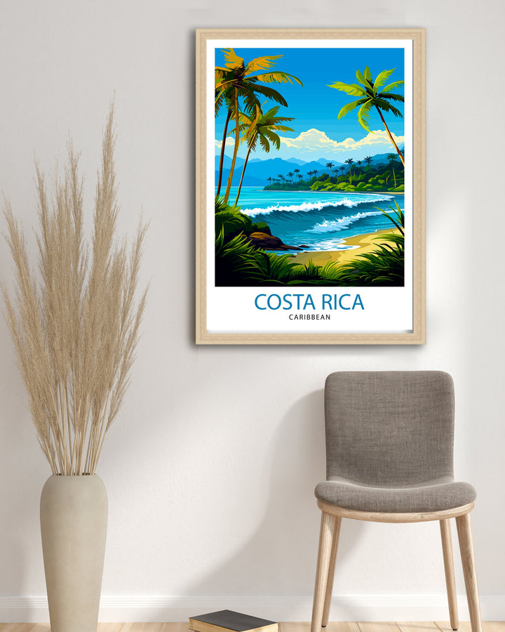 Costa Rica Caribbean Print Tropical Rainforest Art Costa Rica Wall Art Caribbean Sea Poster Pura Vida Illustration Exotic Wildlife Decor