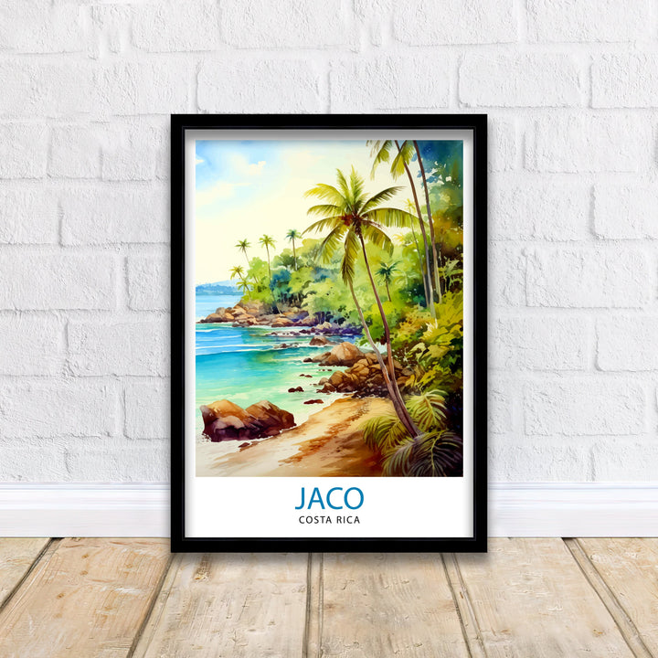 Jaco Costa Rica Poster Surf Paradise Art Tropical Beach Wall Art Jaco Beach Poster Costa Rican Coast Decor Pura Vida Lifestyle Illustration