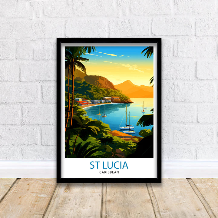 St Lucia Travel Print | Caribbean | St Lucia Print | St Lucia Art | St Lucia Poster | Saint Lucia Print | St Lucia Wall Art | Saint Lucia