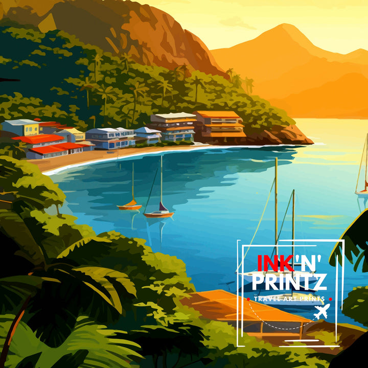 St Lucia Travel Print | Caribbean | St Lucia Print | St Lucia Art | St Lucia Poster | Saint Lucia Print | St Lucia Wall Art | Saint Lucia