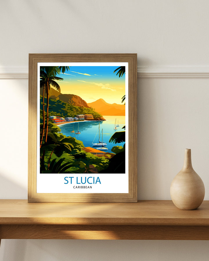 St Lucia Travel Print | Caribbean | St Lucia Print | St Lucia Art | St Lucia Poster | Saint Lucia Print | St Lucia Wall Art | Saint Lucia