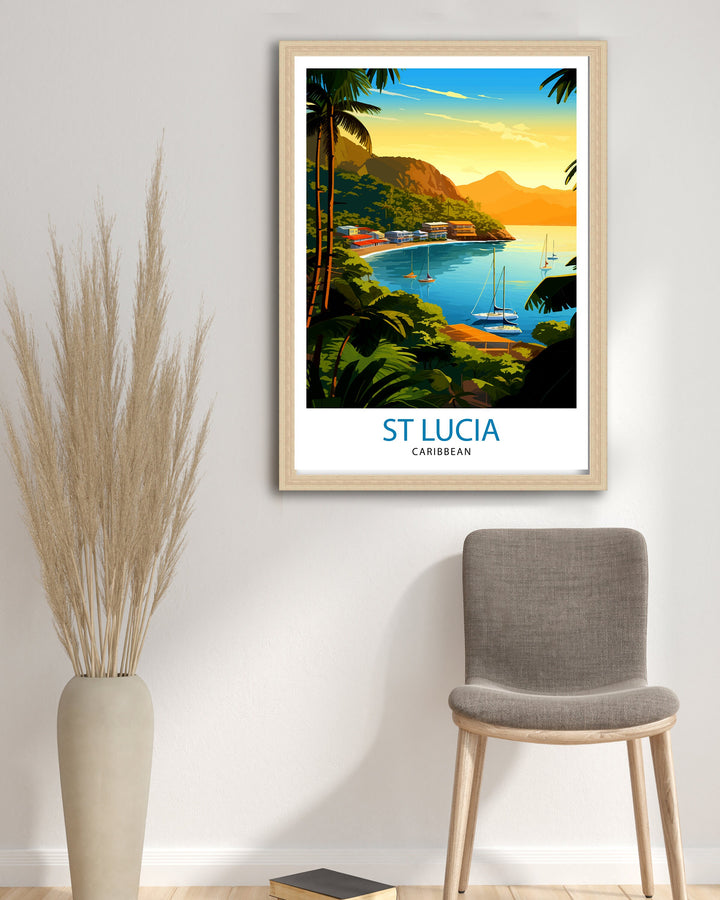 St Lucia Travel Print | Caribbean | St Lucia Print | St Lucia Art | St Lucia Poster | Saint Lucia Print | St Lucia Wall Art | Saint Lucia