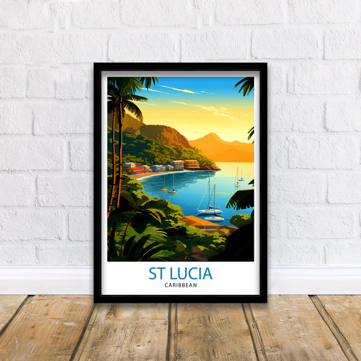 St Lucia Travel Print | Caribbean | St Lucia Print | St Lucia Art | St Lucia Poster | Saint Lucia Print | St Lucia Wall Art | Saint Lucia