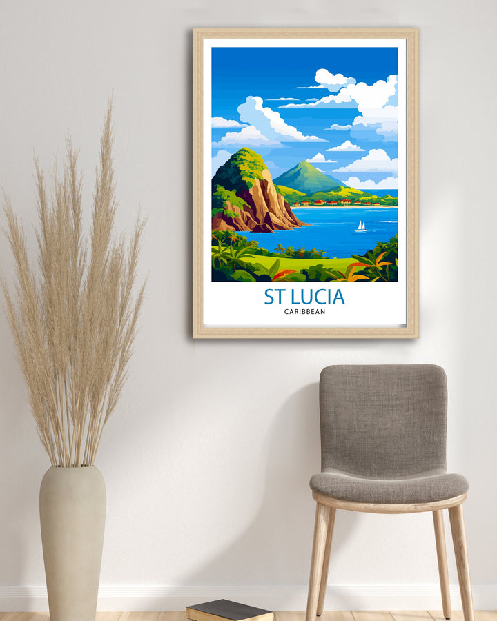 St Lucia Travel Print | Caribbean | St Lucia Print | St Lucia Art | St Lucia Poster | Saint Lucia Print | St Lucia Wall Art | Saint Lucia