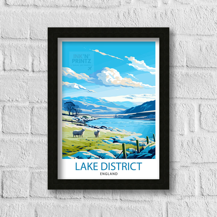 Lake District Cumbria Travel Poster Lake District Wall Art Lake District Home Decor Lake District Illustration Travel Poster, Gift for Lake