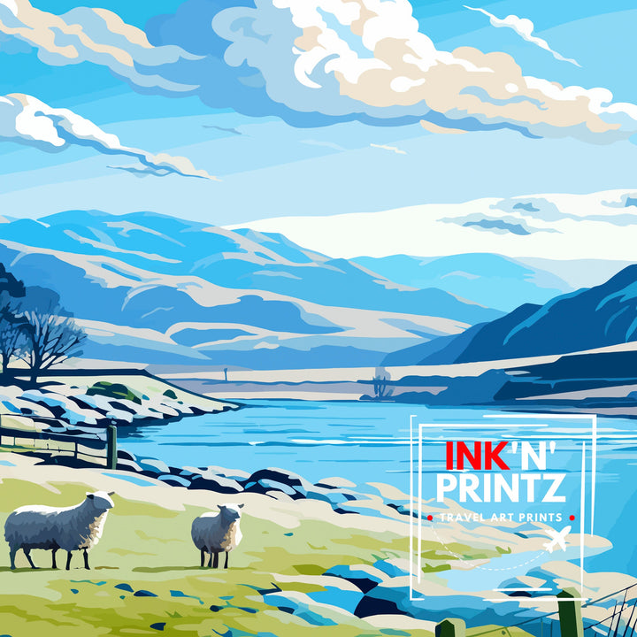Lake District Cumbria Travel Poster Lake District Wall Art Lake District Home Decor Lake District Illustration Travel Poster, Gift for Lake