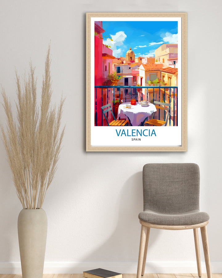 Valencia Spain Print Vibrant Cityscape Art Valencia Beach Poster Spanish Architecture Wall Art Turia Gardens Decor Mediterranean Travel Gift