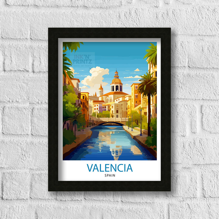 Valencia Spain Print Vibrant Cityscape Art Valencia Beach Poster Spanish Architecture Wall Art Turia Gardens Decor Mediterranean Travel Gift