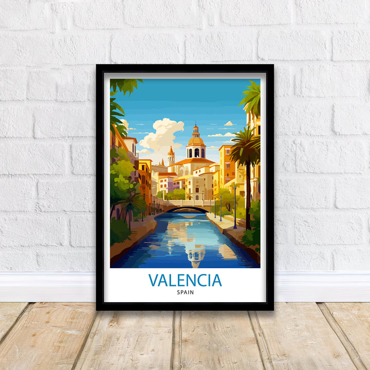 Valencia Spain Print Vibrant Cityscape Art Valencia Beach Poster Spanish Architecture Wall Art Turia Gardens Decor Mediterranean Travel Gift