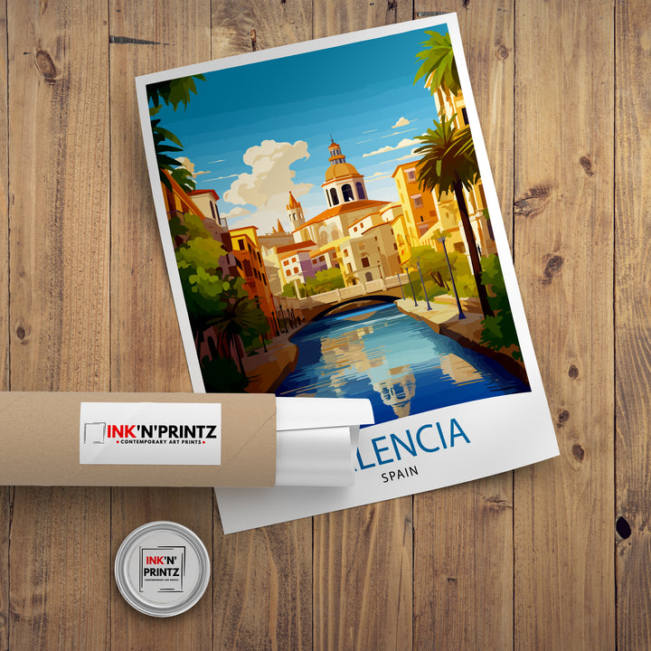 Valencia Spain Print Vibrant Cityscape Art Valencia Beach Poster Spanish Architecture Wall Art Turia Gardens Decor Mediterranean Travel Gift