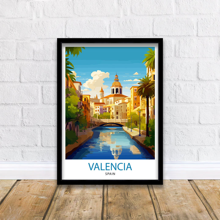 Valencia Spain Print Vibrant Cityscape Art Valencia Beach Poster Spanish Architecture Wall Art Turia Gardens Decor Mediterranean Travel Gift
