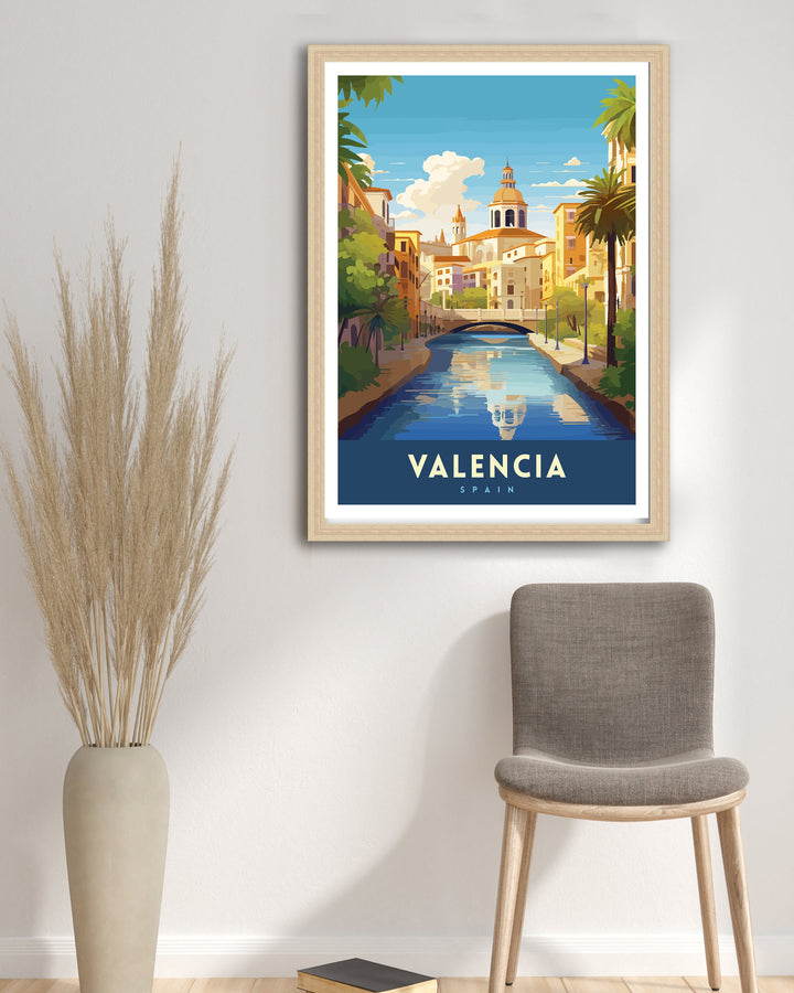 Valencia Spain Print Vibrant Cityscape Art Valencia Beach Poster Spanish Architecture Wall Art Turia Gardens Decor Mediterranean Travel Gift