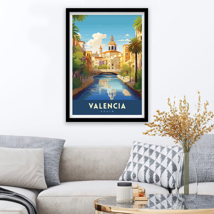 Valencia Spain Print Vibrant Cityscape Art Valencia Beach Poster Spanish Architecture Wall Art Turia Gardens Decor Mediterranean Travel Gift