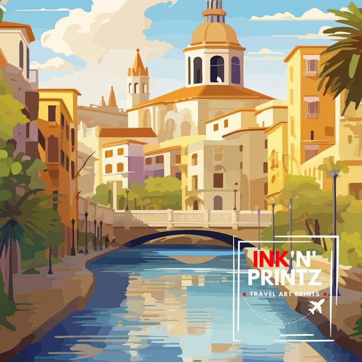 Valencia Spain Print Vibrant Cityscape Art Valencia Beach Poster Spanish Architecture Wall Art Turia Gardens Decor Mediterranean Travel Gift