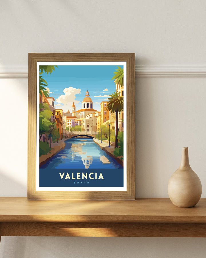 Valencia Spain Print Vibrant Cityscape Art Valencia Beach Poster Spanish Architecture Wall Art Turia Gardens Decor Mediterranean Travel Gift