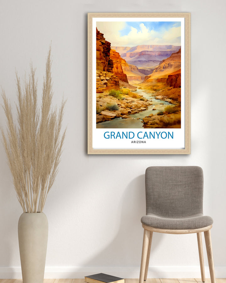 Grand Canyon Travel Print| Grand Canyon Wall Art Grand Canyon Decor Grand Canyon Illustration Travel Poster Gift For Grand Canyon