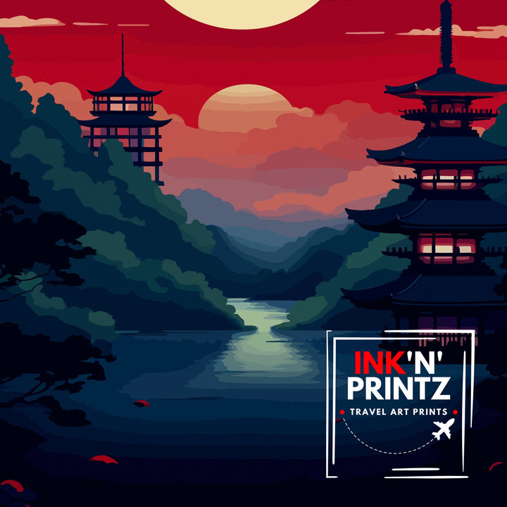 Kyoto Japan Travel Print Kyoto Wall Decor Kyoto Poster Japan Travel Prints Kyoto Art Print Kyoto Illustration Kyoto Wall Art