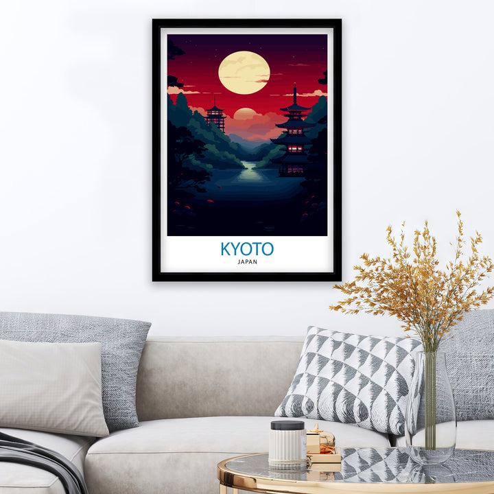 Kyoto Japan Travel Print Kyoto Wall Decor Kyoto Poster Japan Travel Prints Kyoto Art Print Kyoto Illustration Kyoto Wall Art