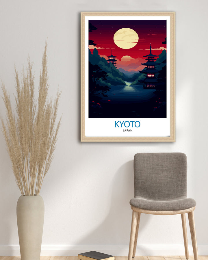 Kyoto Japan Travel Print Kyoto Wall Decor Kyoto Poster Japan Travel Prints Kyoto Art Print Kyoto Illustration Kyoto Wall Art