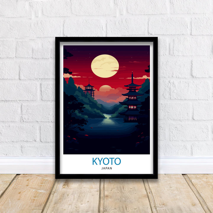 Kyoto Japan Travel Print Kyoto Wall Decor Kyoto Poster Japan Travel Prints Kyoto Art Print Kyoto Illustration Kyoto Wall Art