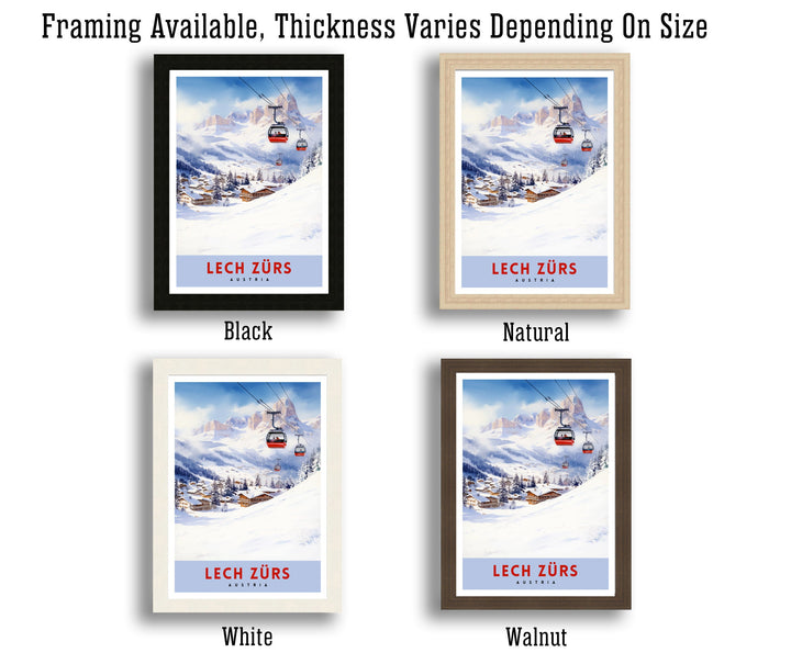 Lech Zurs am Arlberg Austria Travel Print Skiing Wall Decor Alpine Home Living Decor Austria Illustration Travel Poster Gift for Ski Lovers